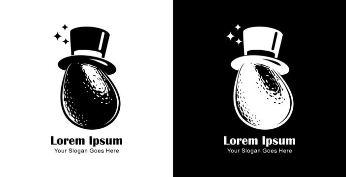 Avocado fruit logo design combined with a magician's hat
