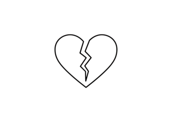 Broken heart icon isolated on transparent background