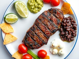 Grilled steak with sides