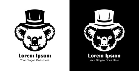 Logo design in the shape of a koala head wearing a magician's hat © Yohanes