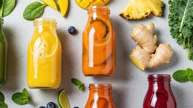 Colorful Fruit and Vegetable Smoothies - A Healthy Lifestyle Choice.