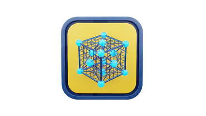 Abstract Cubic Molecular Structure Icon