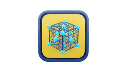 Abstract Cubic Molecular Structure Icon
