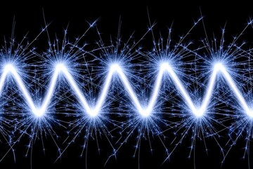 Electric Spark Animation in Zigzag Pattern on Black Background