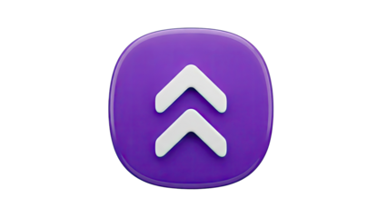 3D Purple Button with Double Upward Arrows