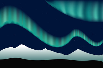 Abstract winter background with stars. Northern lights. 