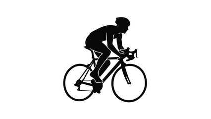 Fototapeta premium Silhouette of a cyclist riding bike at high speed