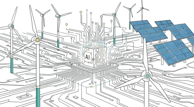 Artificial intelligence central processing unit connecting and managing solar panels and wind turbines for smart sustainable energy grids