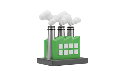 3D Factory Icon with Smoke
