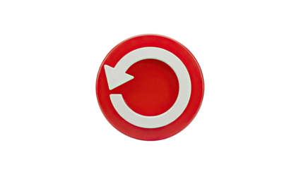 3D Red Circular Refresh Icon with White Arrow