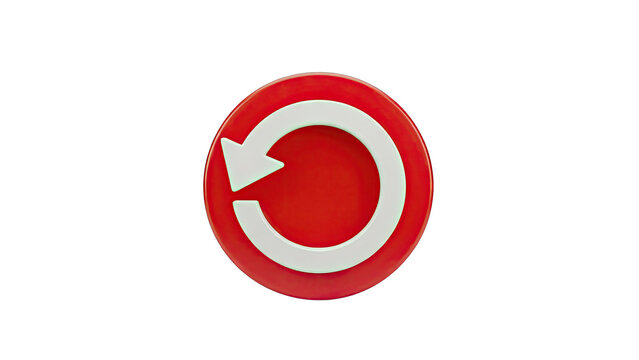 3D Red Circular Refresh Icon with White Arrow