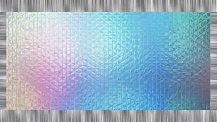Abstract geometric pattern with holographic color gradient in blue and pink tones
