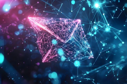 Modern digital envelope floating in virtual network high resolution picture