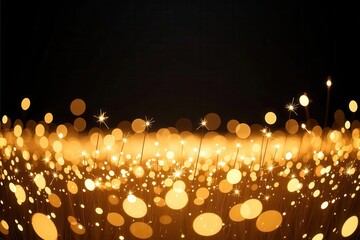 Golden Bokeh Lights Creating Magical Atmosphere Background