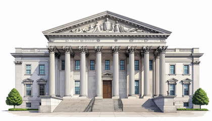 Obraz premium Frontal architectural sketch of a neoclassical museum