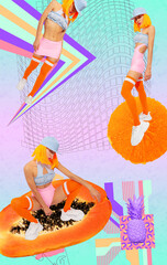 Retro Music Abstract Collage with Disco Elements 