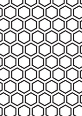 Large hexagon geometric pattern coloring page with bold six-sided shape tessellation