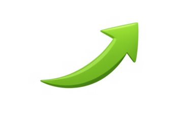 Green 3d arrow showing upward trend, growth, profit, and financial success, rising progress symbol
