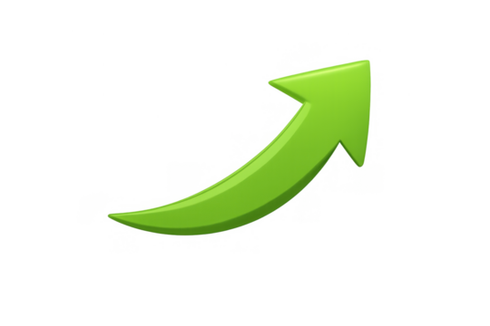 Green 3d arrow showing upward trend, growth, profit, and financial success, rising progress symbol - Powered by Adobe
