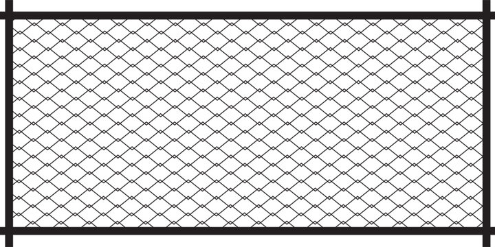 Steel wire chain link fence seamless pattern. Metal lattice with rhombus, diamond shape silhouette. Grid fence background.