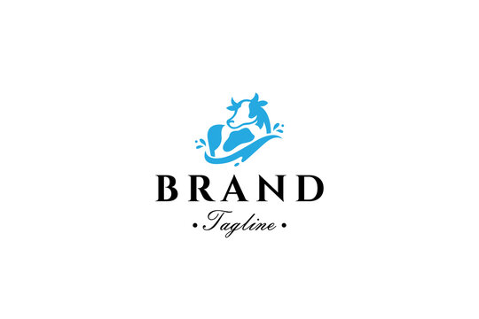 Dairy Cow Logo with flat vector design style