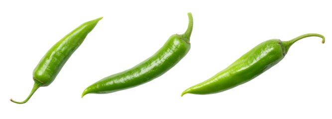 Fresh green chilies culinary delight transparent background isolated food image vibrant colors