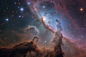 A Stunning View of the Pillars of Creation Within a Star-Forming Nebula, Showing the Vastness of Space