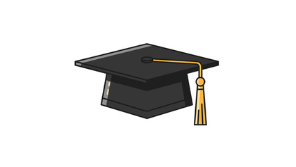 Graduation cap with gold tassel on blue background