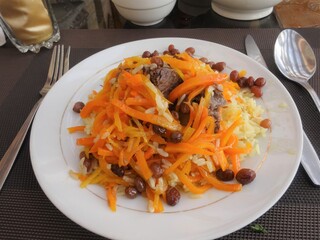 [Uzbekistan] Traditional uzbek cuisine "palov (Pilaf)" (Bukhara)
