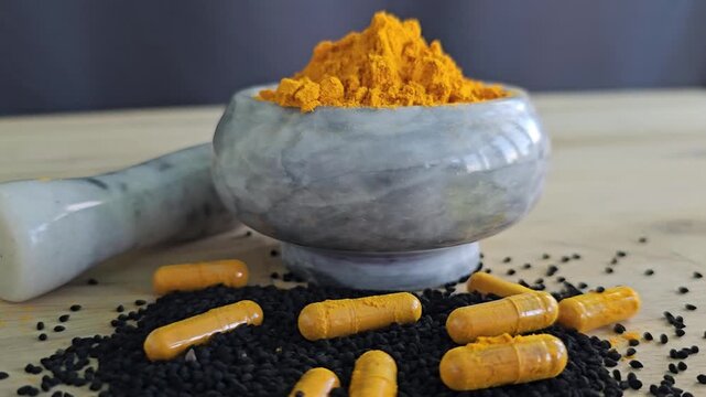 Exploring turmeric and black seed interactions with health supplements in a kitchen setting