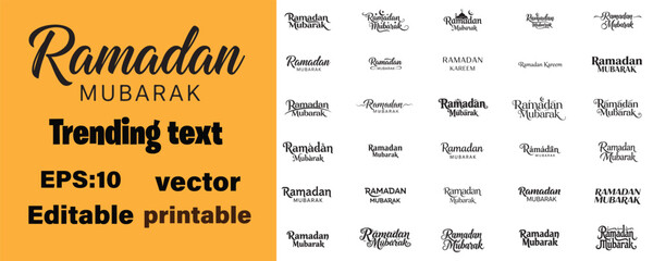 A collection of Ramadan Mubarak typography designs and editable vector text