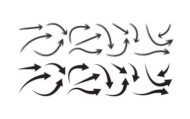 Sketch arrow vector set. Hand drawn arrows, mark point icon design collection for business and education design element.