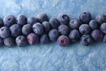 Chilled blueberries in a snowy forest setting