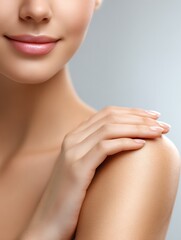 Gentle skin care routine with woman applying body cream