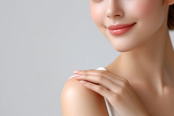 Gentle skin care routine with woman applying body cream