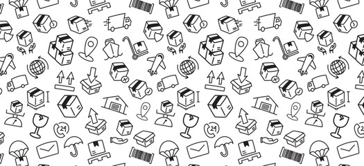 cargo delivery seamless pattern logistic shipment warehouse background