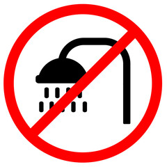 No shower signage printable with shower tap black colour silhouette vector illustration