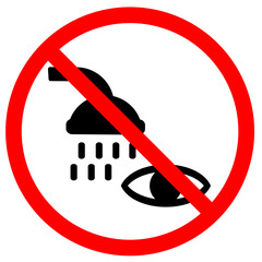 No shower on eyes signage printable with shower standing tap black colour silhouette vector illustration