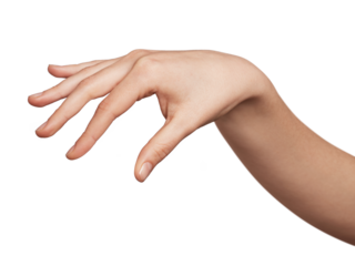 Woman's hand creating an elegant swan-like shape, symbolizing grace, beauty, and fluidity on a plain background, representing creativity and delicate movement