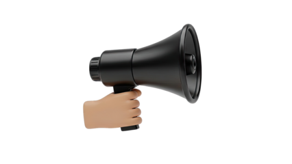 Hand Holding a Black Megaphone