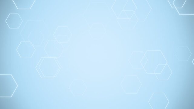 Clean abstract medical background with soft blue gradient and transparent hexagonal shapes. Seamless loop. Created using non-AI 3d software