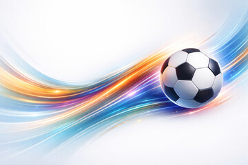 Naklejka premium Abstract Football with Colorful Motion Waves on Clean White Background
