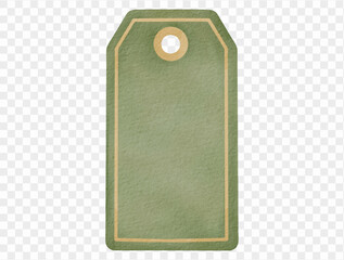 Watercolor green gift tag blank paper hanging label illustration Vector.
