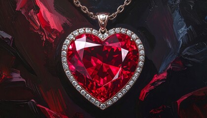 Stunning Heart-Shaped Ruby Pendant Necklace with Diamond Halo.