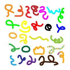 Obraz premium Set of colorful 3d letters and numbers in a vector illustration for school math education and business finance concepts featuring a dollar sign and a question mark symbol font design