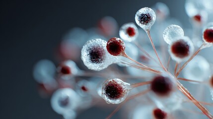 Microscopic Universe: Red and White Spheres in an Abstract Composition