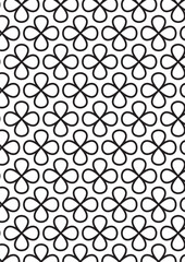 Four petals flower pattern coloring page with repeating geometric floral motif design