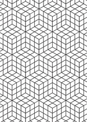 Three dimensional cube grid pattern coloring page with isometric geometric illusion design