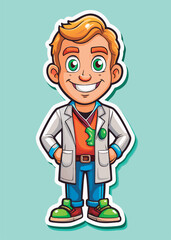 Fototapeta premium Vector illustration of a Friendly cartoon scientist character.