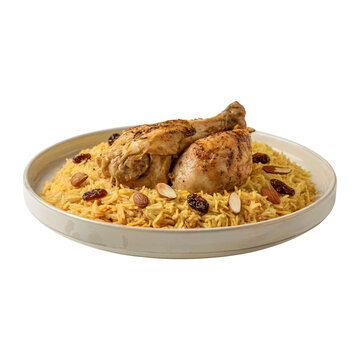 Kabuli Palaw with Chicken and Rice on a Transparent Background